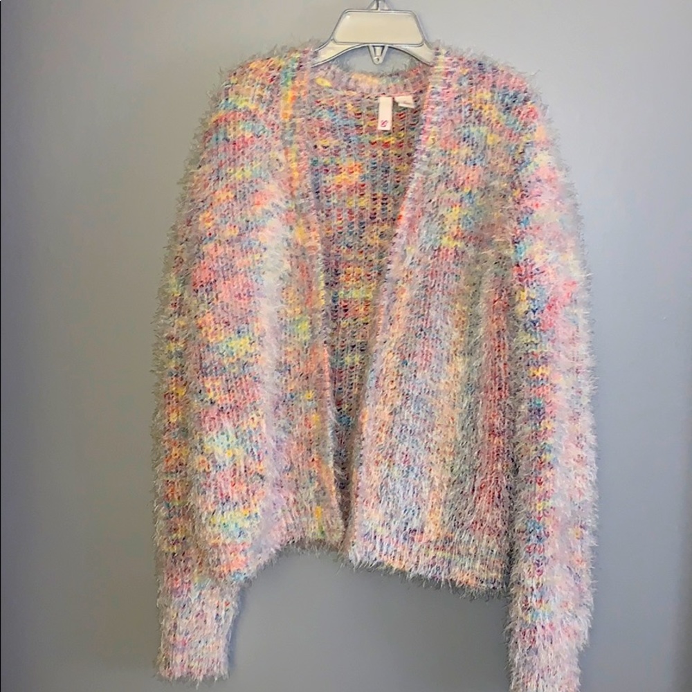 Fuzzy rainbow cardigan